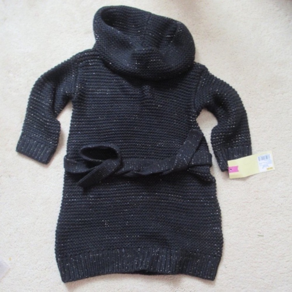 Relisted 6 - 6X sweater dress black w/ shimmer girls small - Picture 2 of 11
